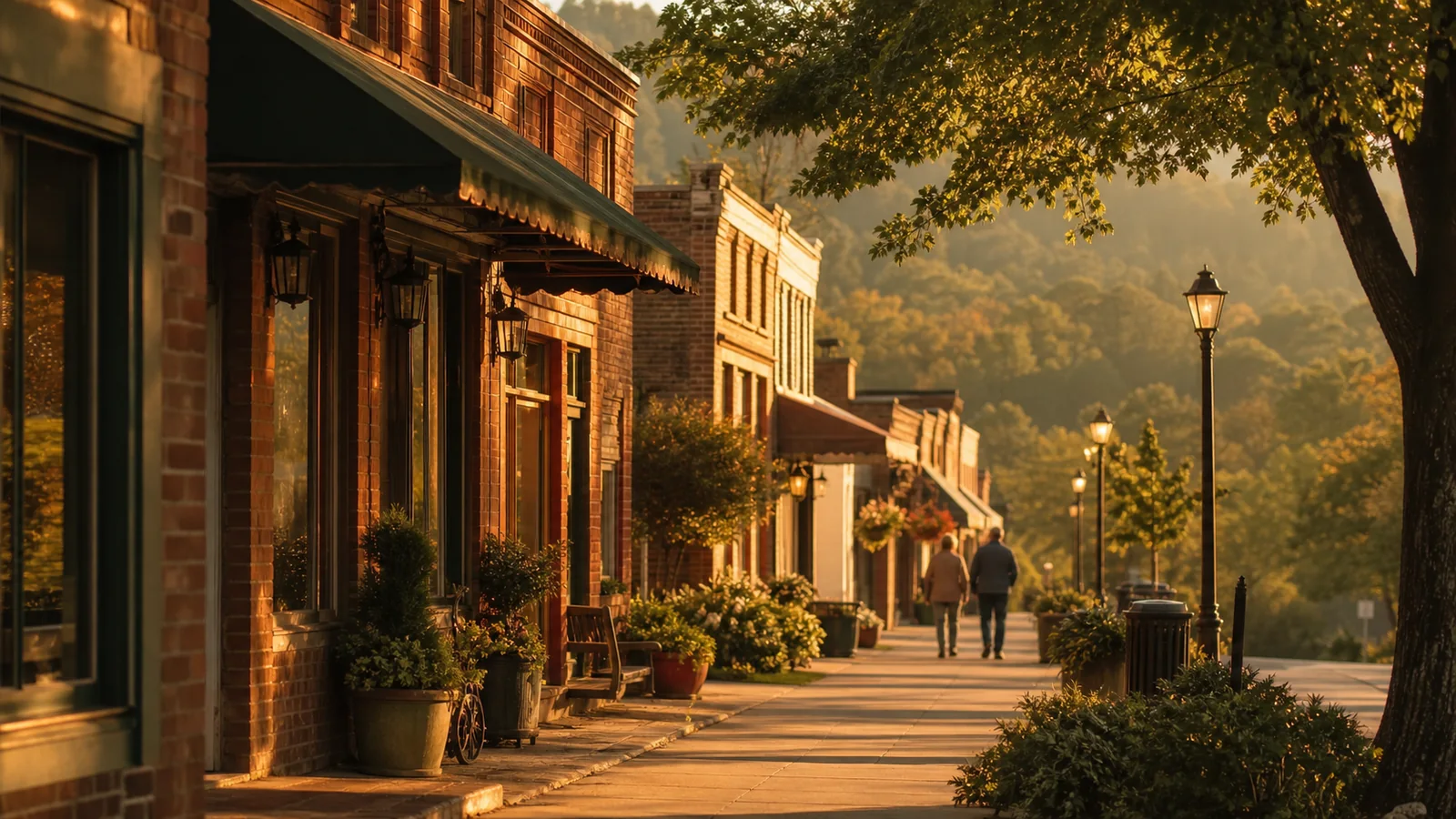 Warm afternoon light on a Cherokee County, Georgia community street